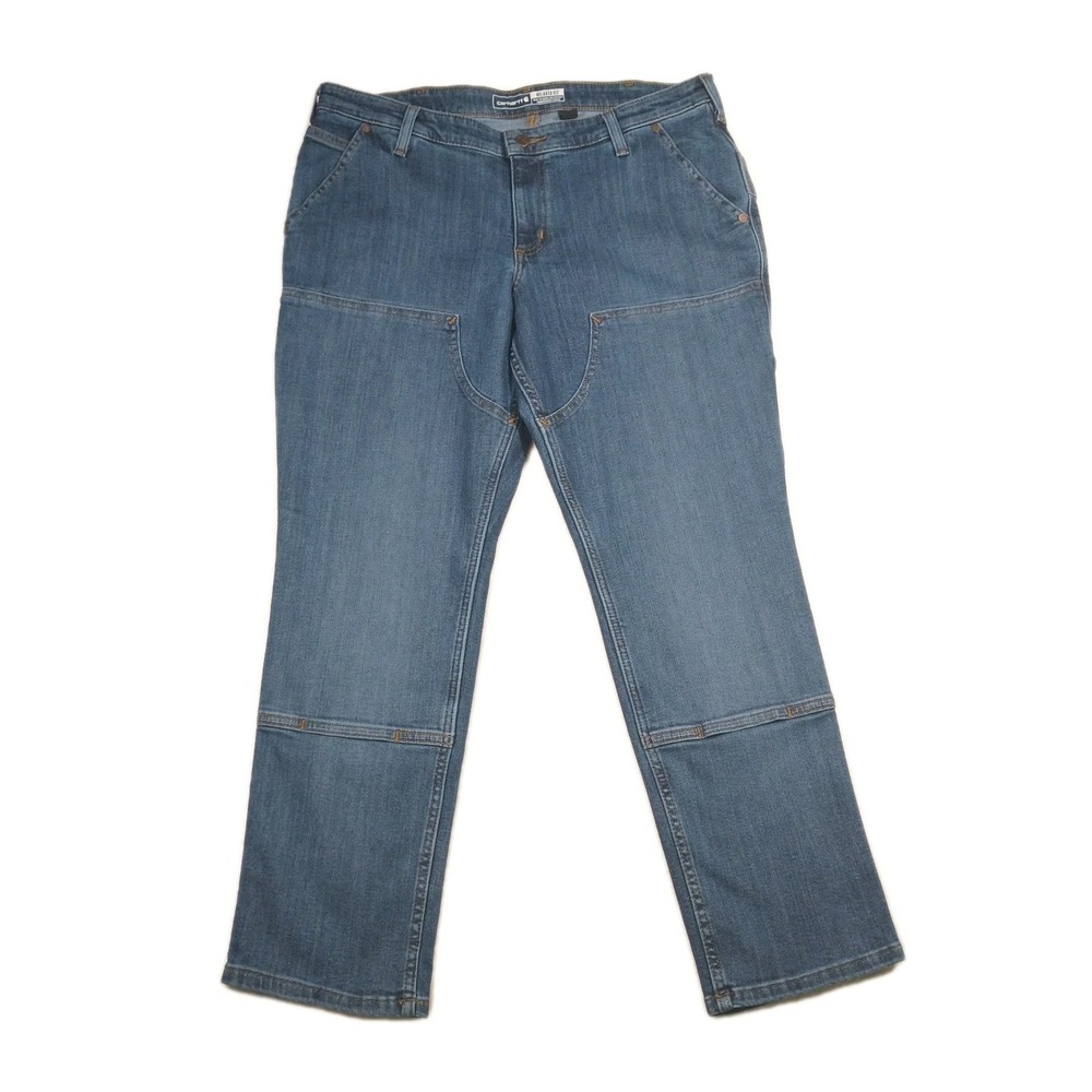 Carhartt Womens Relaxed Fit Jeans Size 14 Short Utility Double‎ Knee Rugged Flex